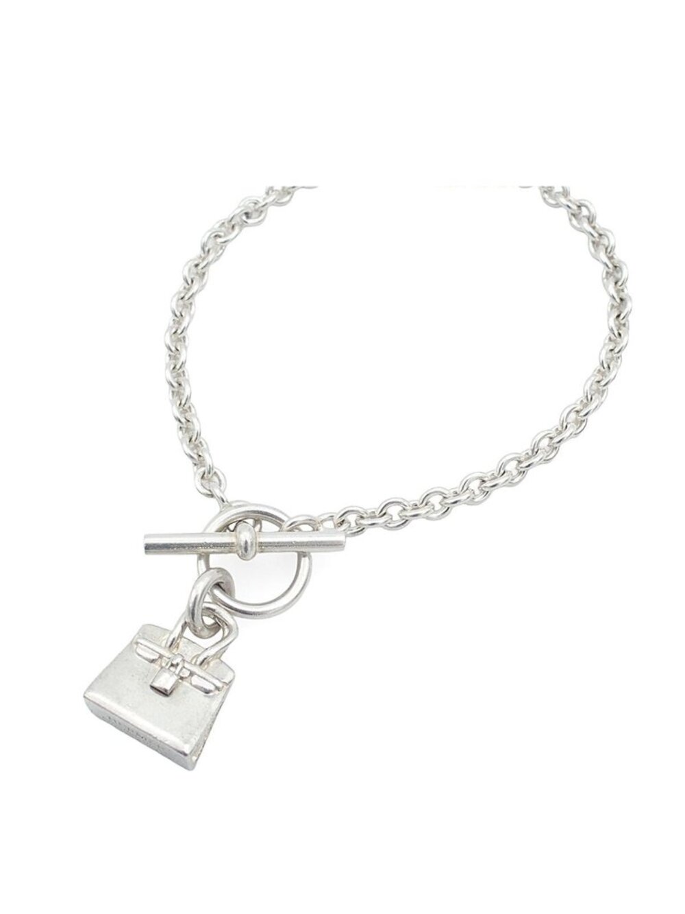 Hermes Amulette Birkin Silver Bracelet